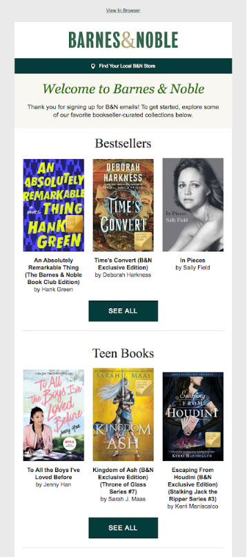 Barnes & Noble marketing email.