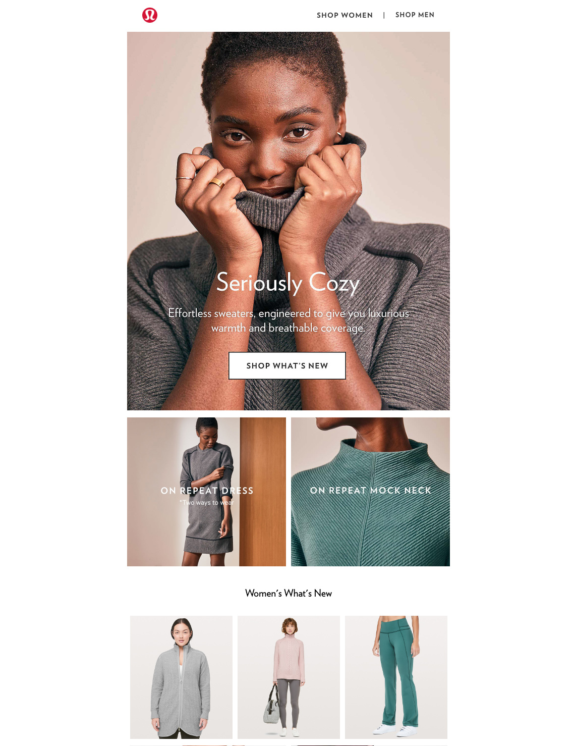 Example of Lululemon email.