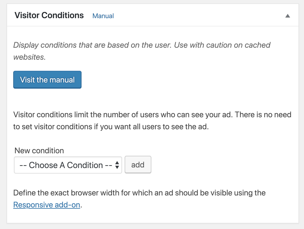 Advanced Ads visitor conditions. 