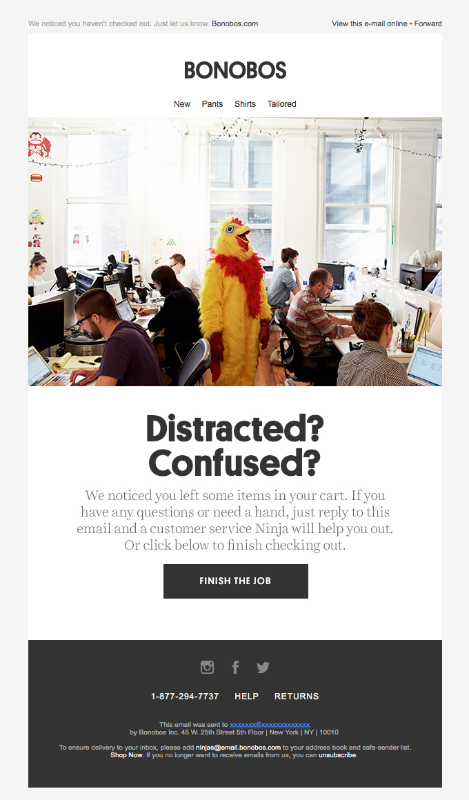 Bonobos marketing email.
