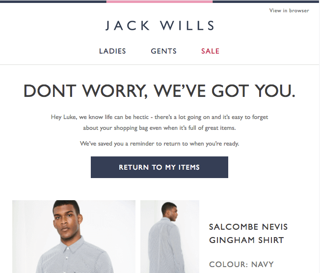 Example of Jack Wills email.