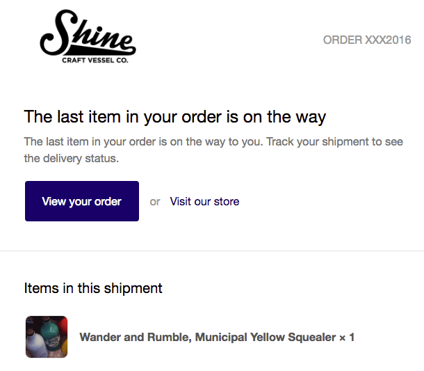 Example of Shine Craft Vessel Co. email.