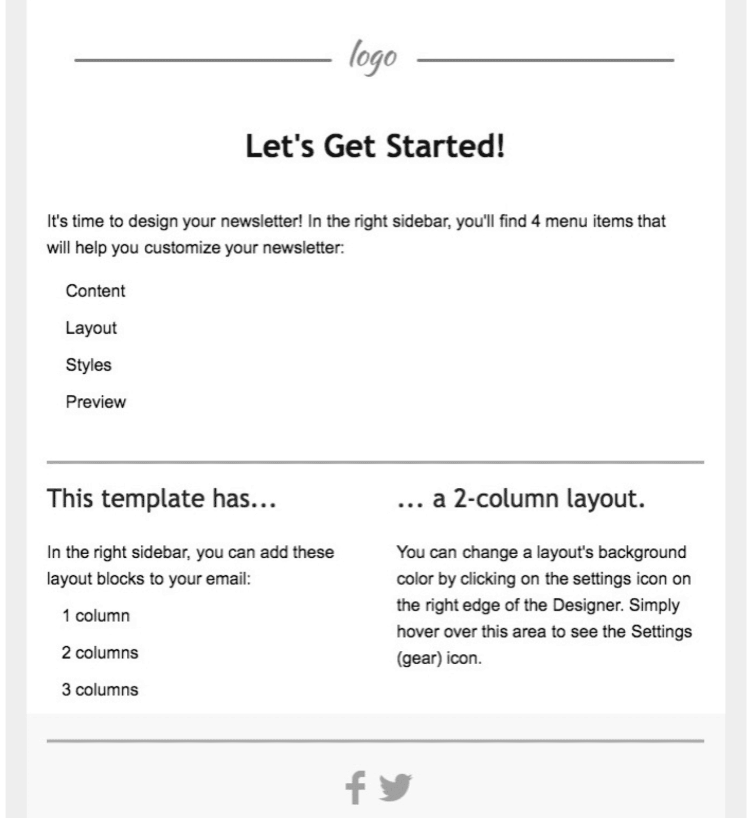 Easily customizable MailPoet template