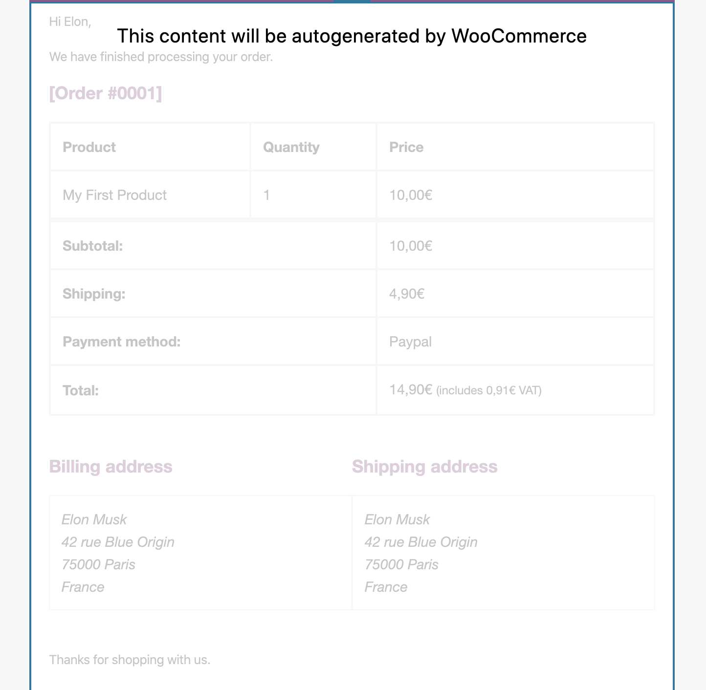 Screenshot of the autogenerated primary content area