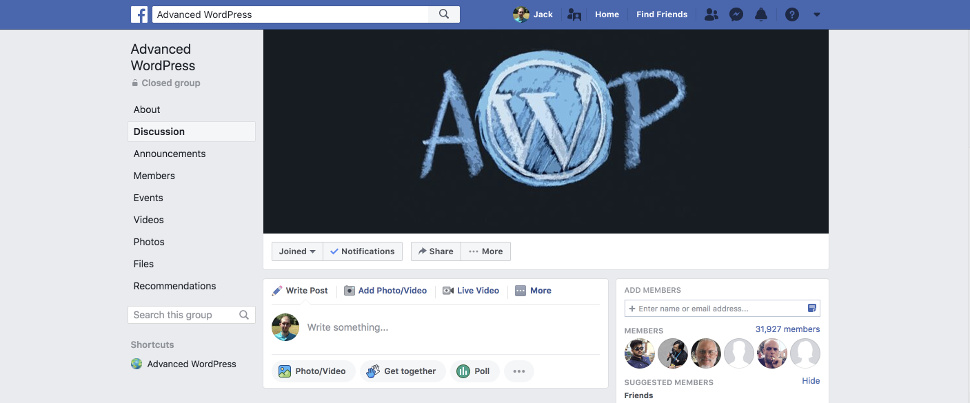 Screenshot of a Facebook group