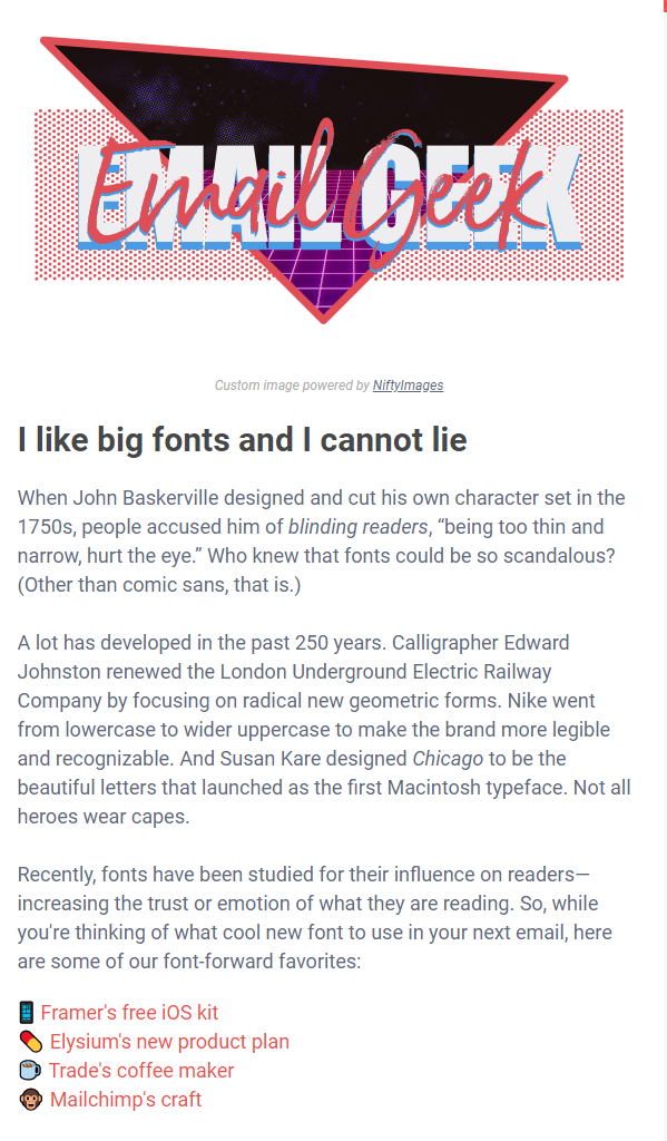An example of an email from Really Good Emails.