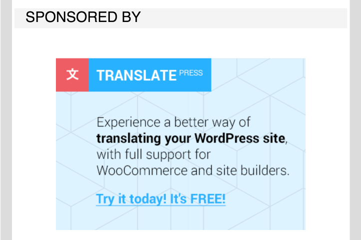Example of sponsored post by WPmail.me. 