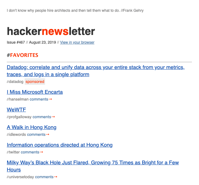 Hackernews example. 