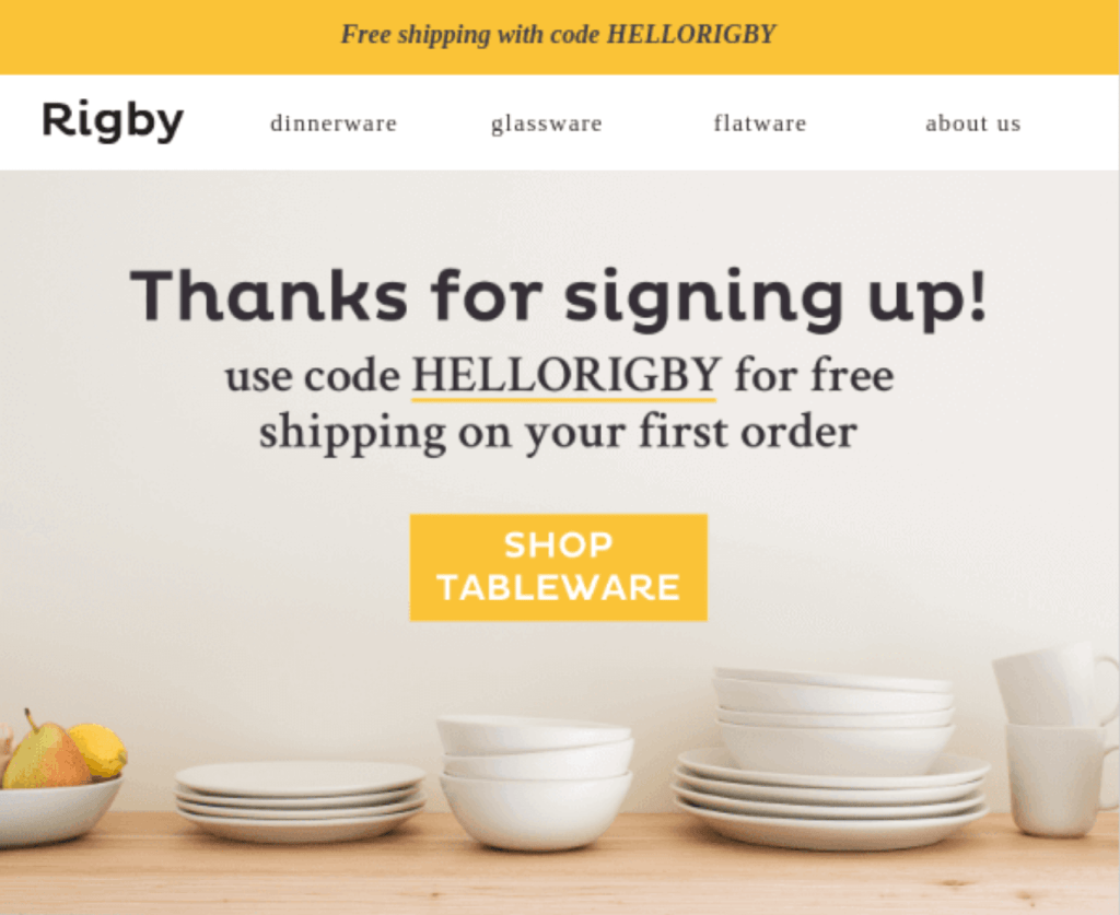 Rigby welcome email