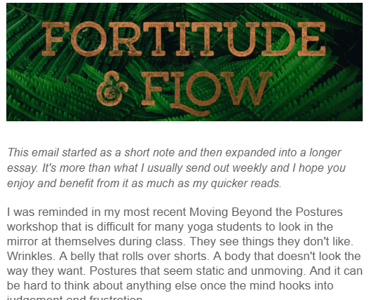 Example of Fortitude and Flow email.