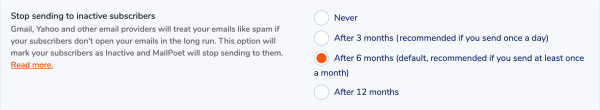 Inactive Subscribers feature in MailPoet