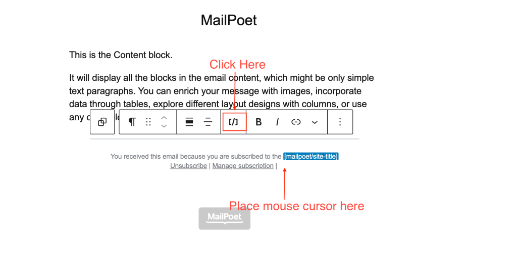 Select the text where you want the link, or place your cursor where you want it.