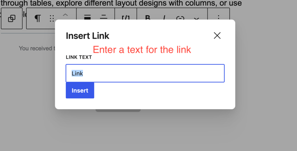 Enter a text for the link. e.g Opt out of open tracking