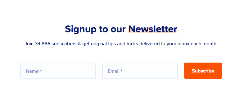 MailPoet newsletter sign-up form.