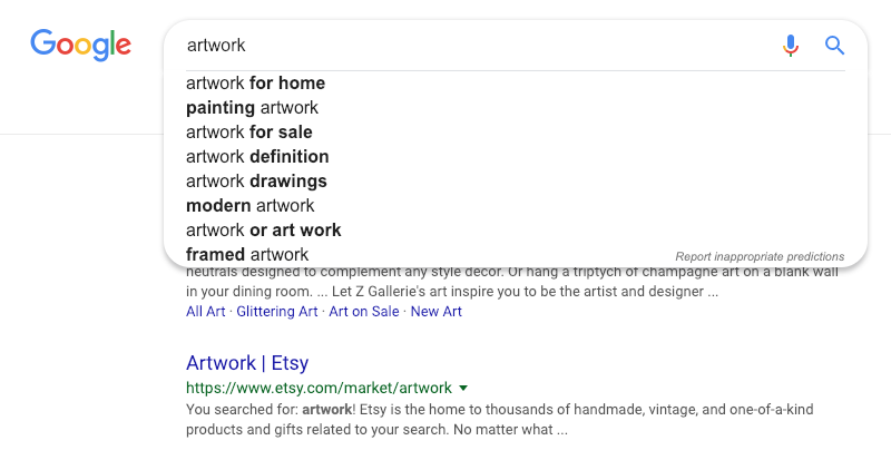 Google search for artwork. 