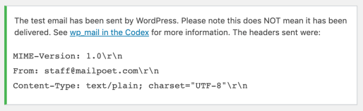 Example of success message from the check email plugin. 