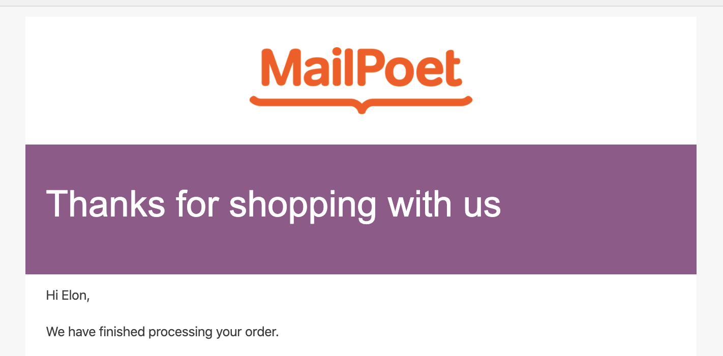 Screenshot of the MailPoet logo in the email template