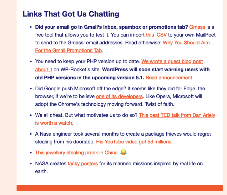 An example of a MailPoet email.