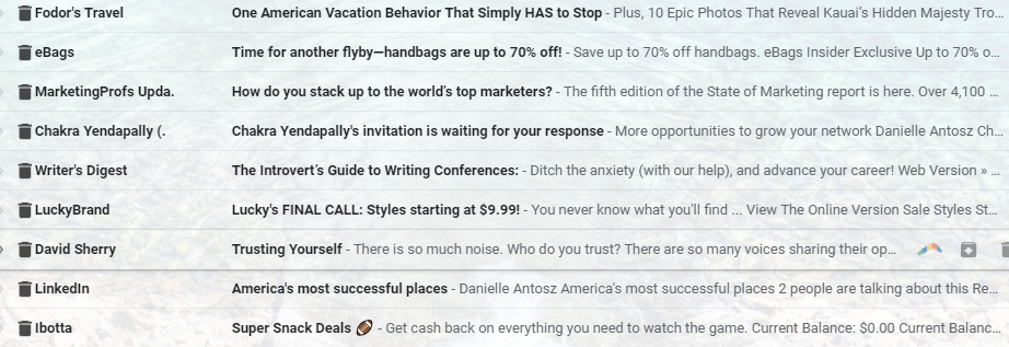 Emails in Gmails inbox.