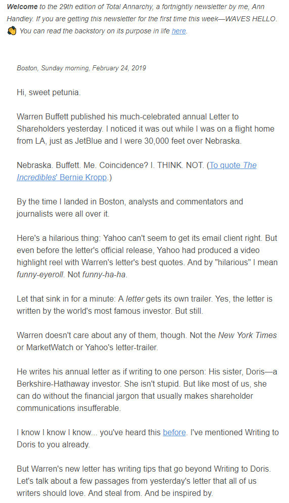 An example of a Total ANNARCHY email.