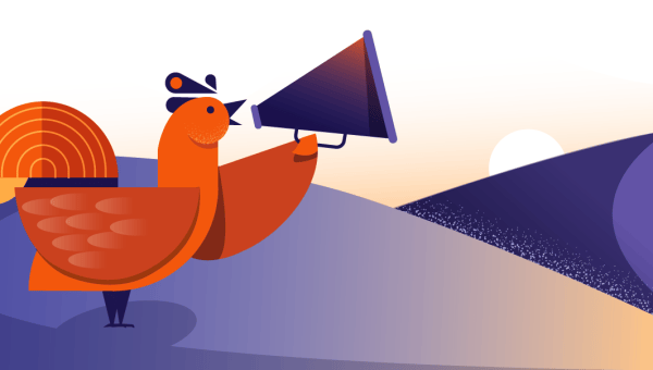 Rooster crowing illustration