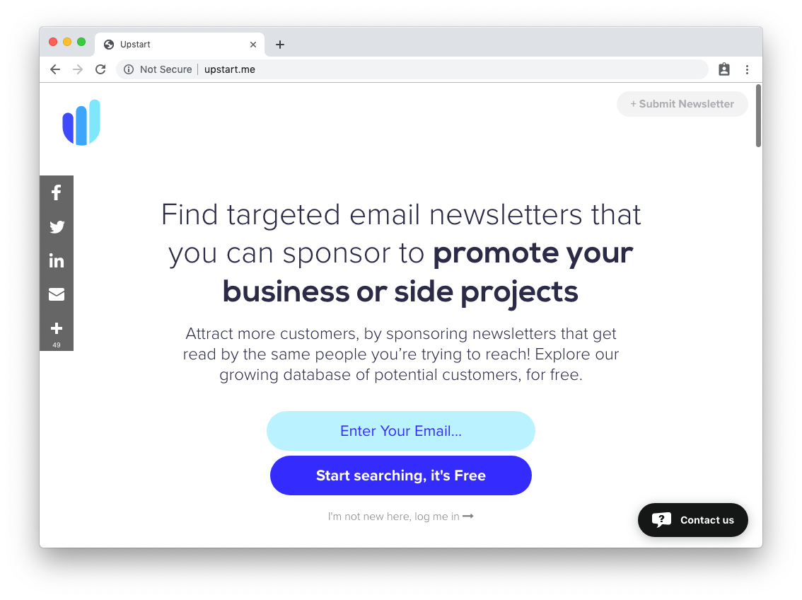 Upstart home page. 